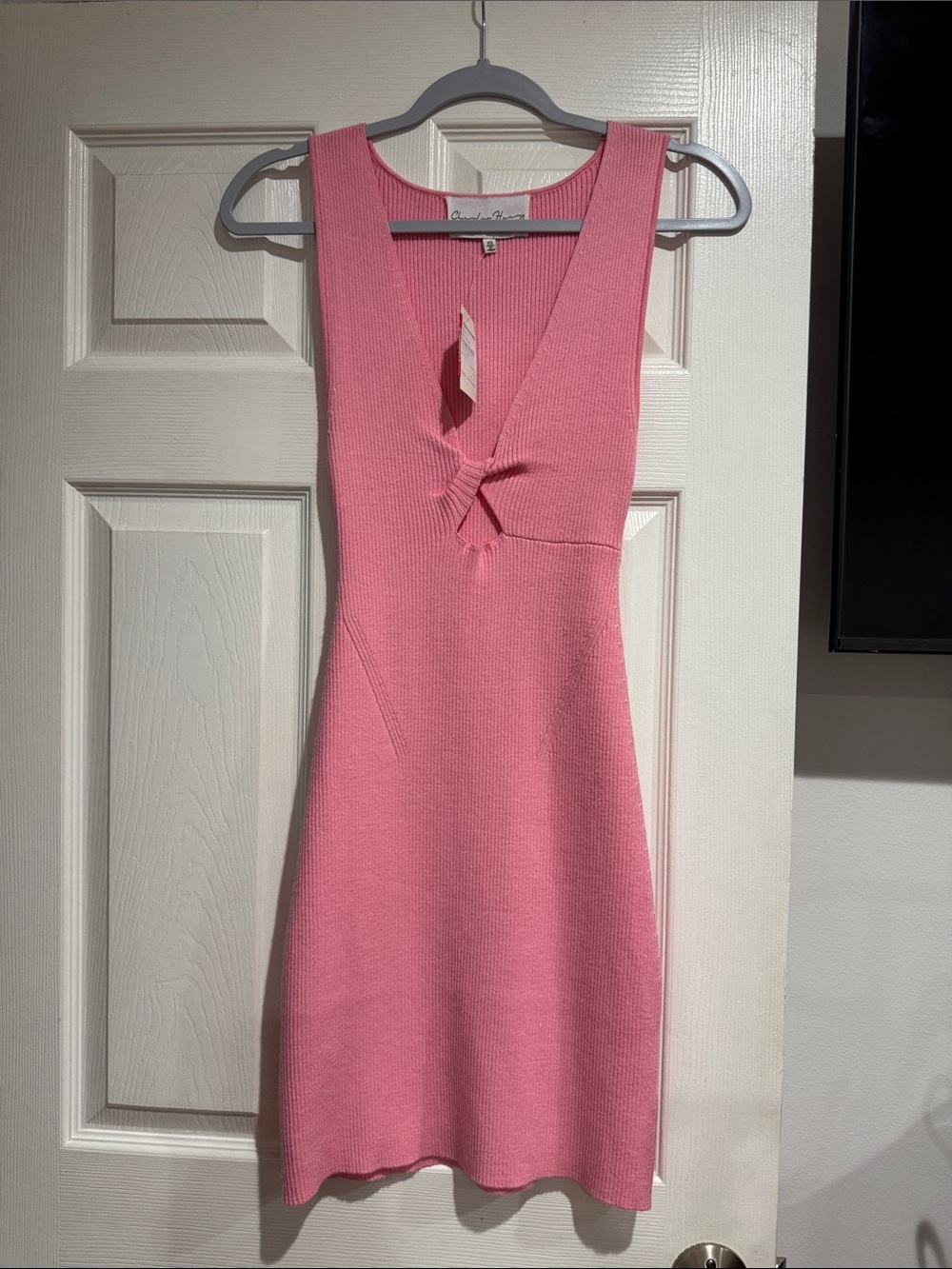 Charlie Holiday Pink Knot-Front Mini Dress size xs